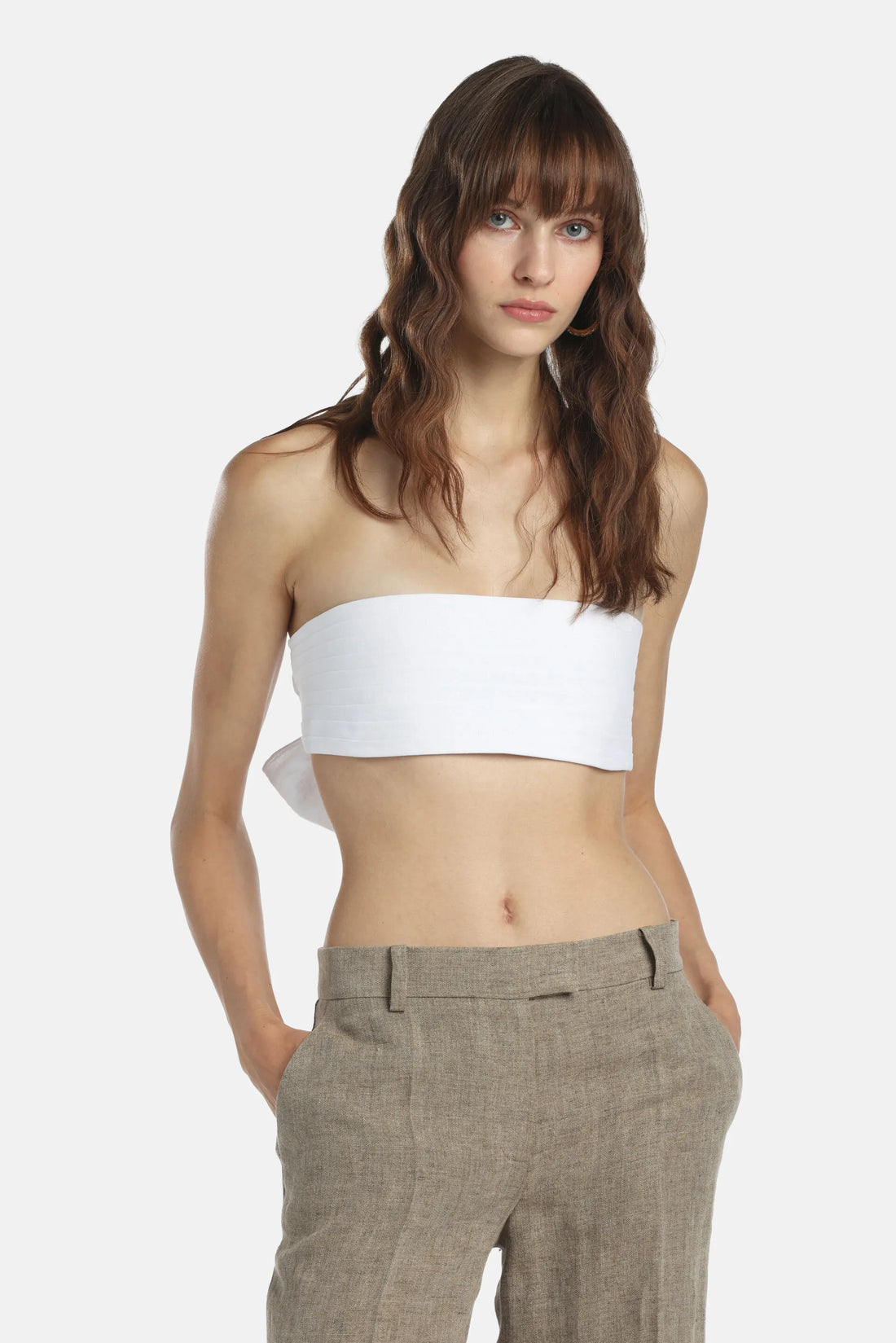 Luisa Spagnoli Bianco Women Biconica - Bandeau Top - Fashion Show SKU: BICONICA_0201 Image 01