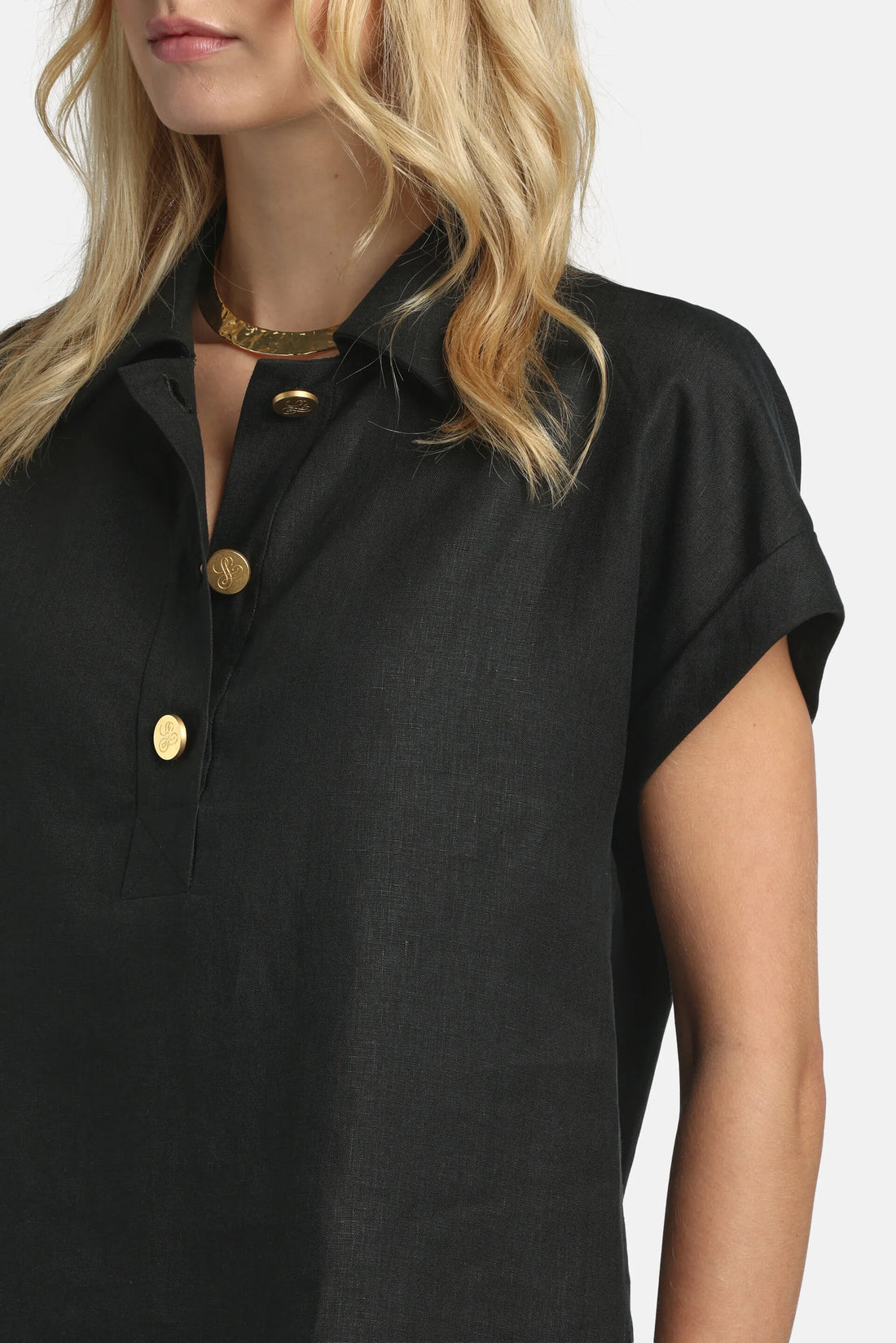 Luisa Spagnoli Nero Women Bighe - Shirt with Gold Buttons SKU: BIGHE_0101 Image 03
