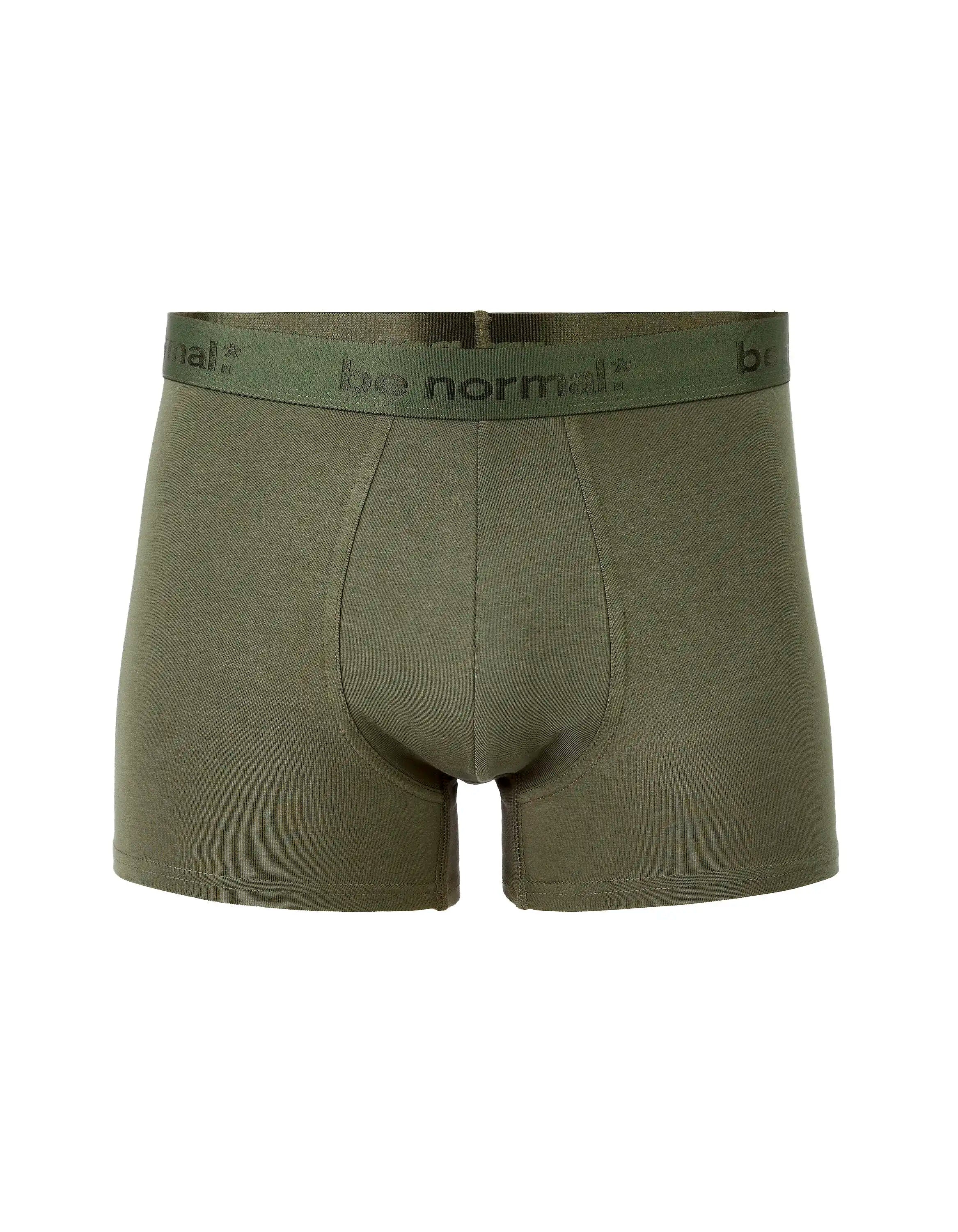 Celio_Kaki Fonce 02_Plain Stretch Cotton Boxer Shorts_BINORMAL_KAKI FONCE 02_01