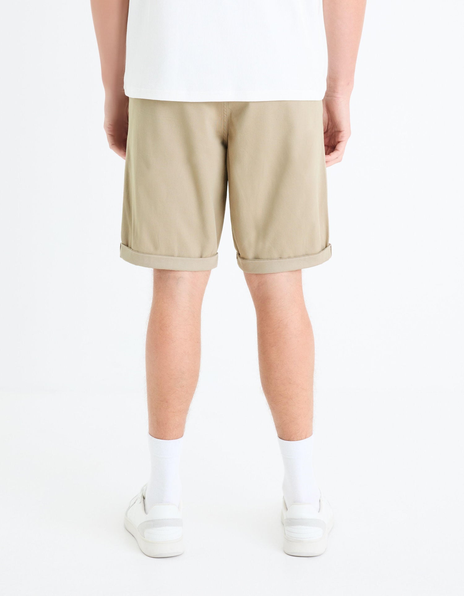Plain Chino Bermuda Shorts In Stretch Cotton_BOCHINOBM_BEIGE MOYEN_04