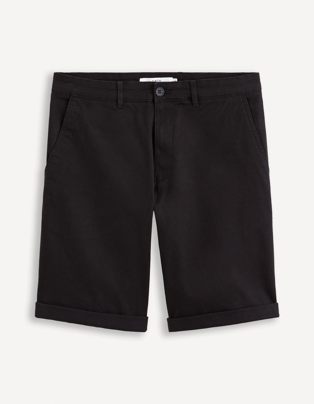 Plain Chino Bermuda Shorts In Stretch Cotton_BOCHINOBM_BLACK_02