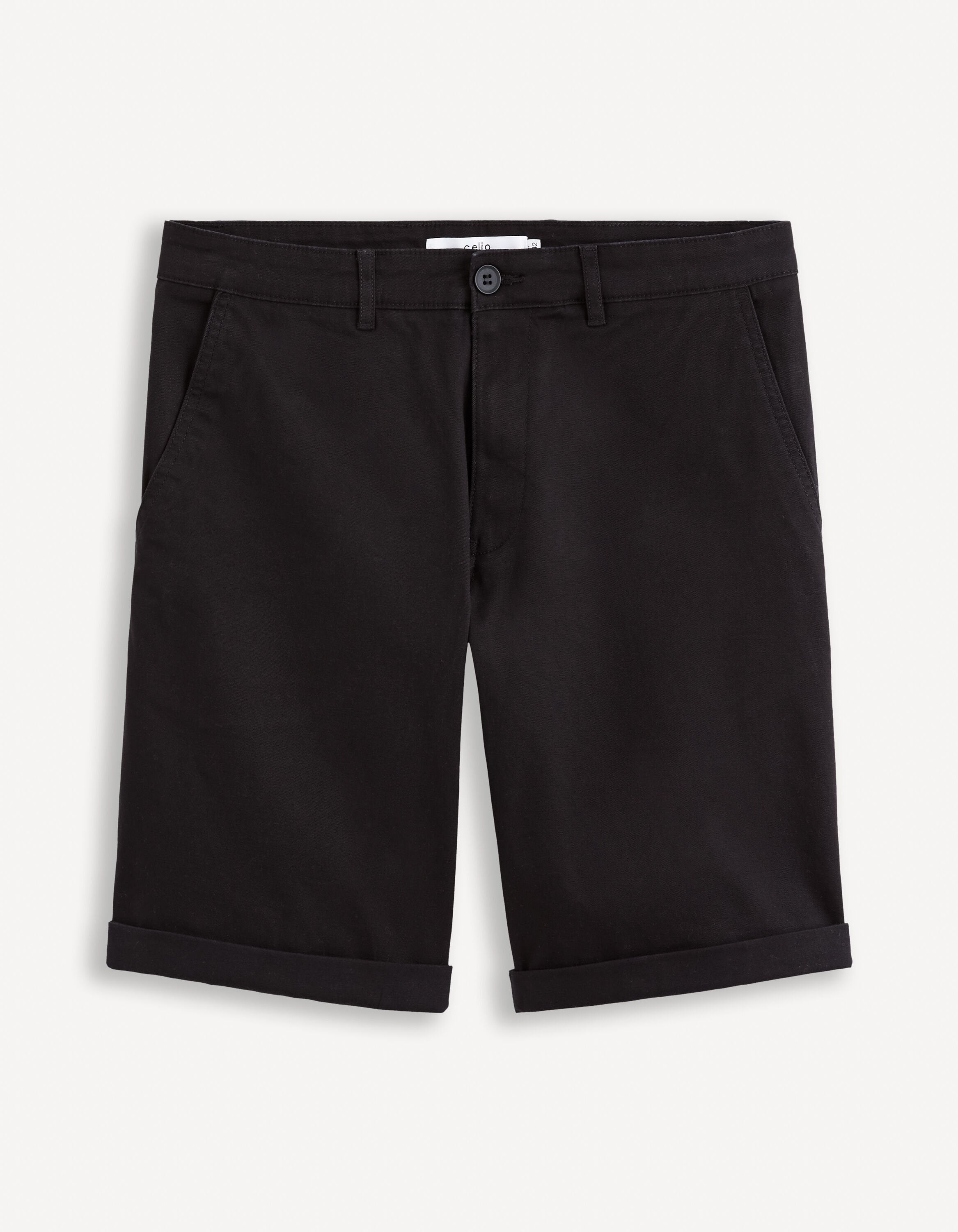 Plain Chino Bermuda Shorts In Stretch Cotton_BOCHINOBM_BLACK_02