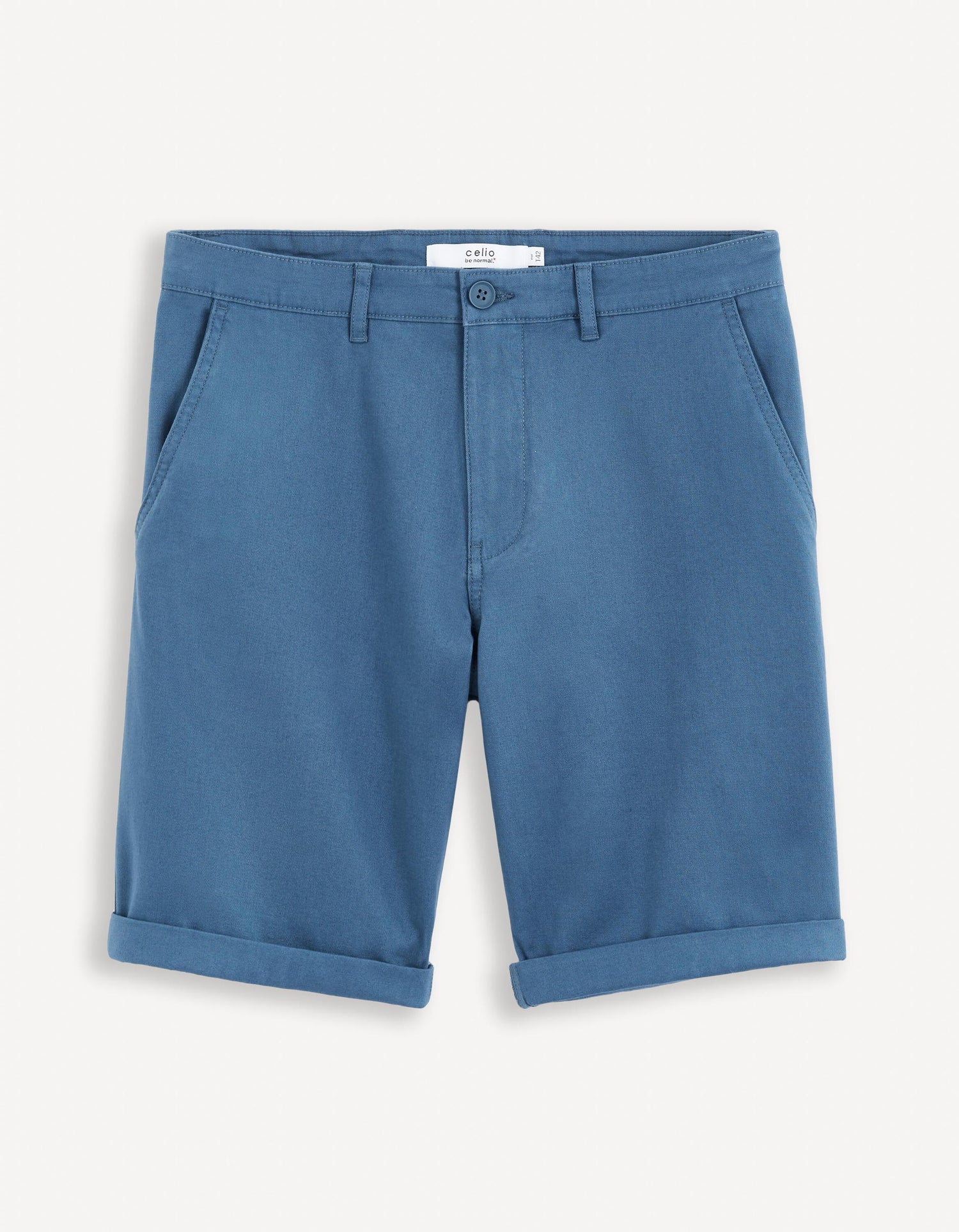 Plain Chino Bermuda Shorts In Stretch Cotton_BOCHINOBM_BLUE_02