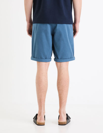 Plain Chino Bermuda Shorts In Stretch Cotton_BOCHINOBM_BLUE_04