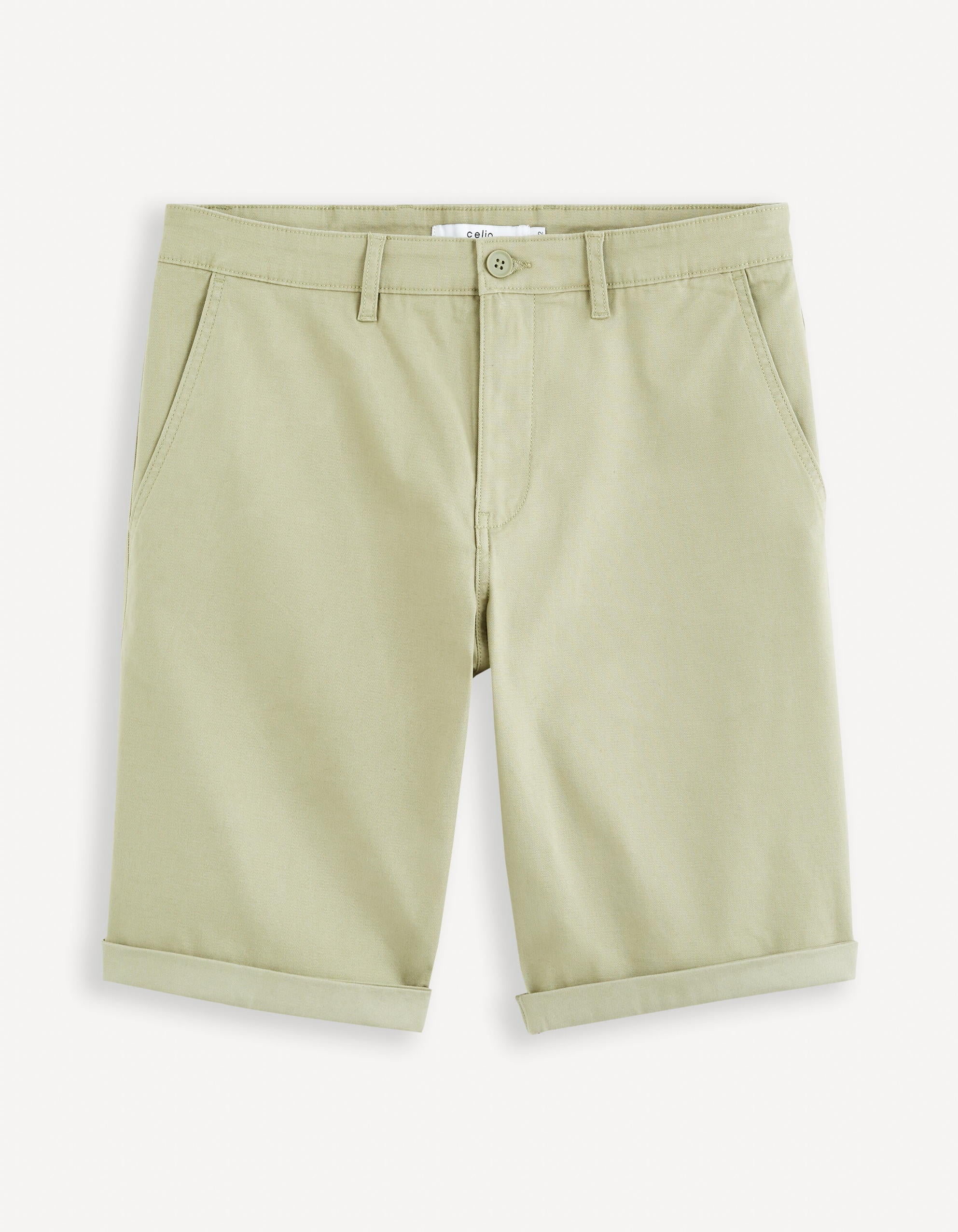 Plain Chino Bermuda Shorts In Stretch Cotton_BOCHINOBM_VERT CLAIR_02