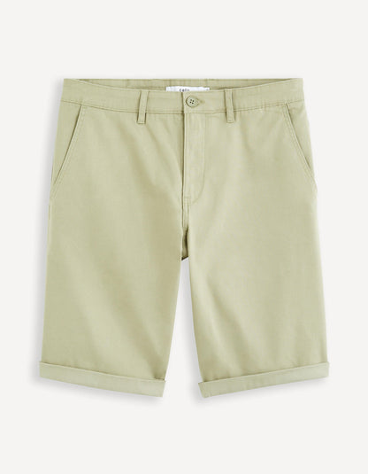 Plain Chino Bermuda Shorts In Stretch Cotton_BOCHINOBM_VERT CLAIR_02