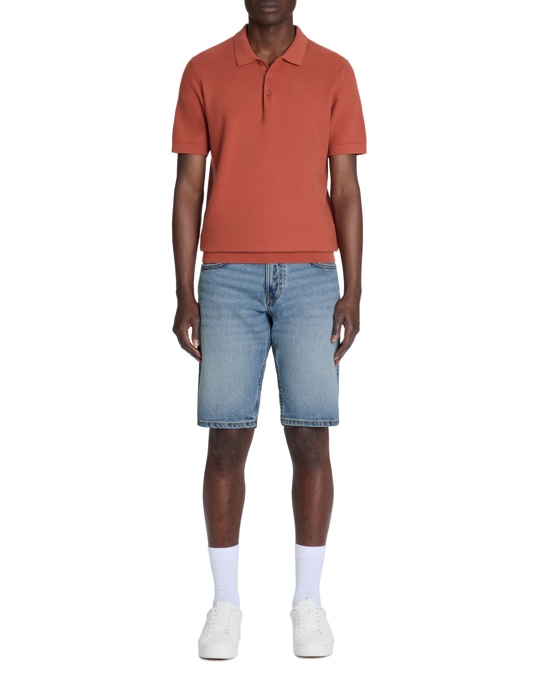 Celio_Washed Blue Stretch Cotton Denim Shorts_BOFIRSTBM_DOUBLE STONE E25_01
