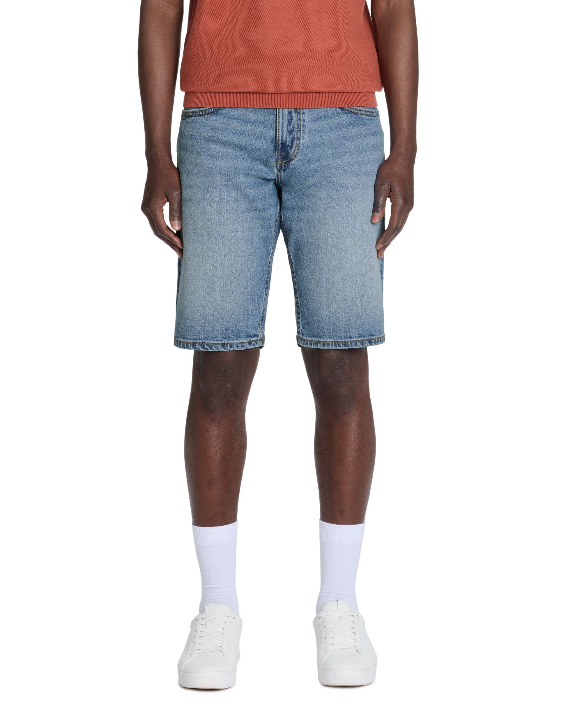 Celio_Washed Blue Stretch Cotton Denim Shorts_BOFIRSTBM_DOUBLE STONE E25_02