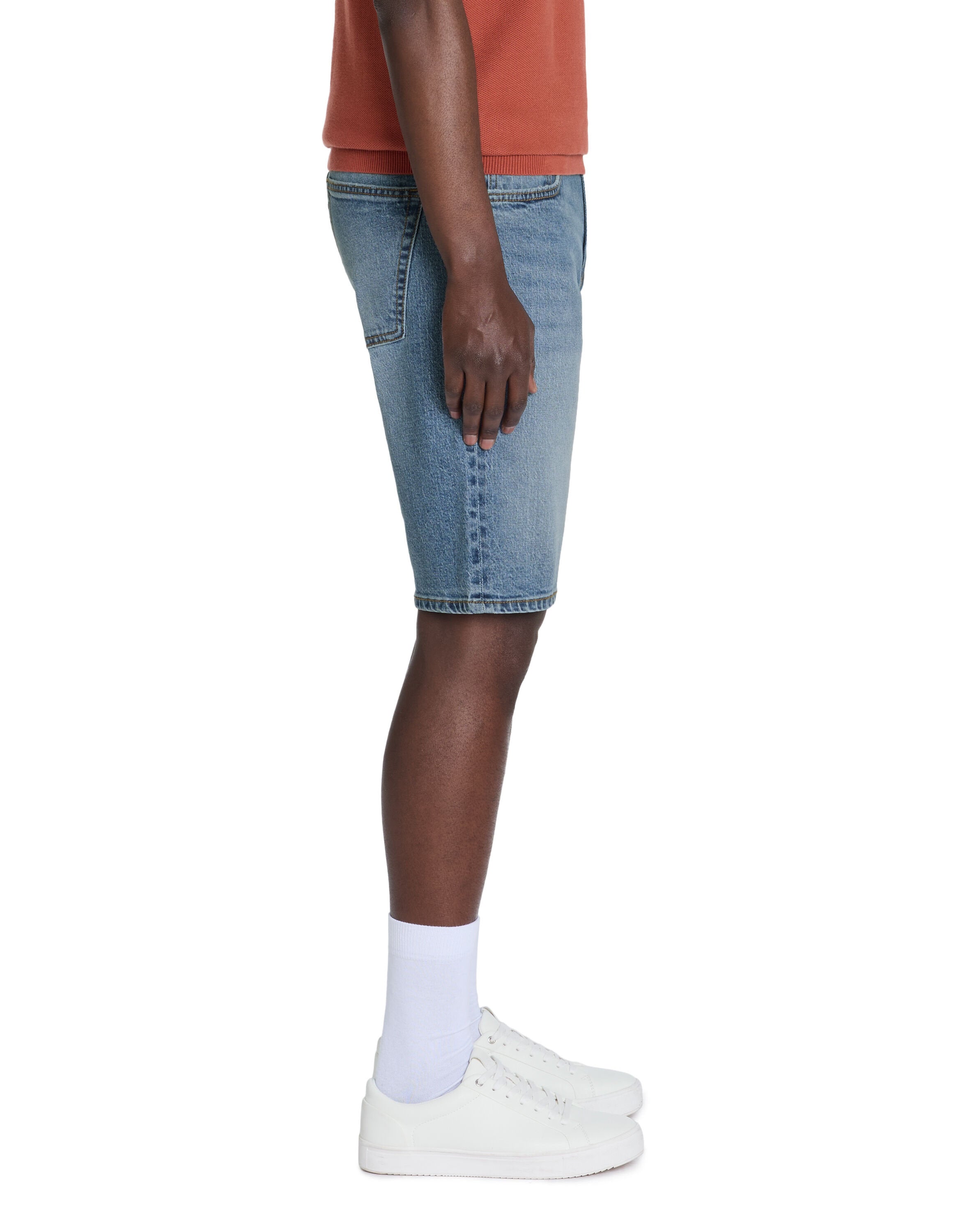 Celio_Washed Blue Stretch Cotton Denim Shorts_BOFIRSTBM_DOUBLE STONE E25_04
