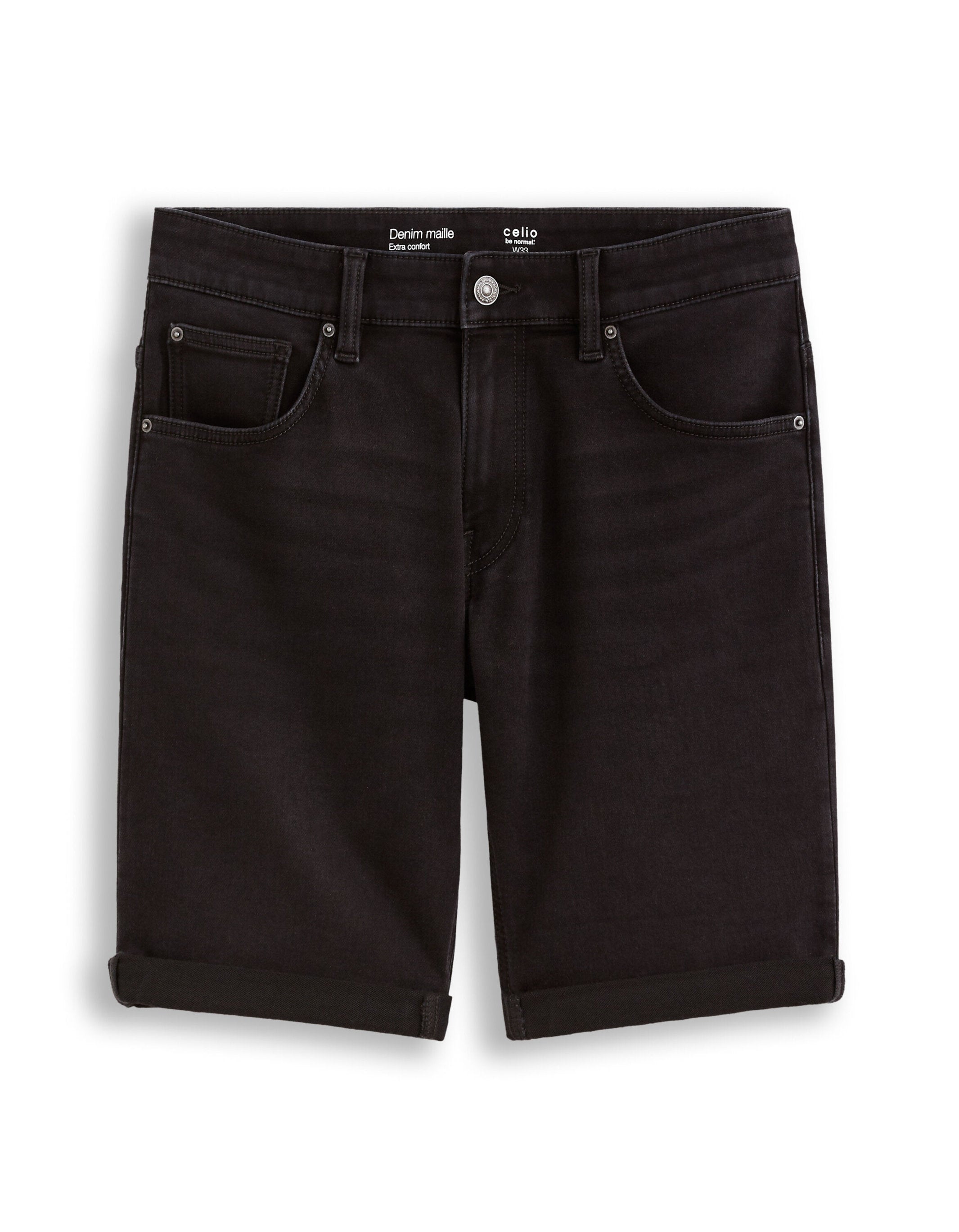 Bermuda Shorts In Denim - Black_01