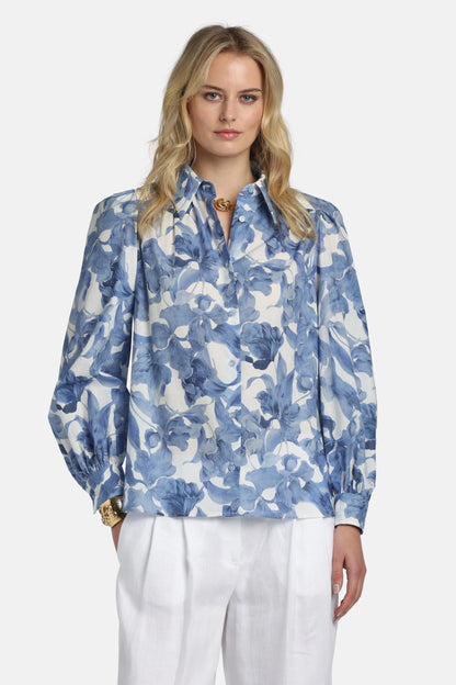 Luisa Spagnoli Var Panna Bluette Women Bollino - Printed Shirt SKU: BOLLINO_4556 Image 02