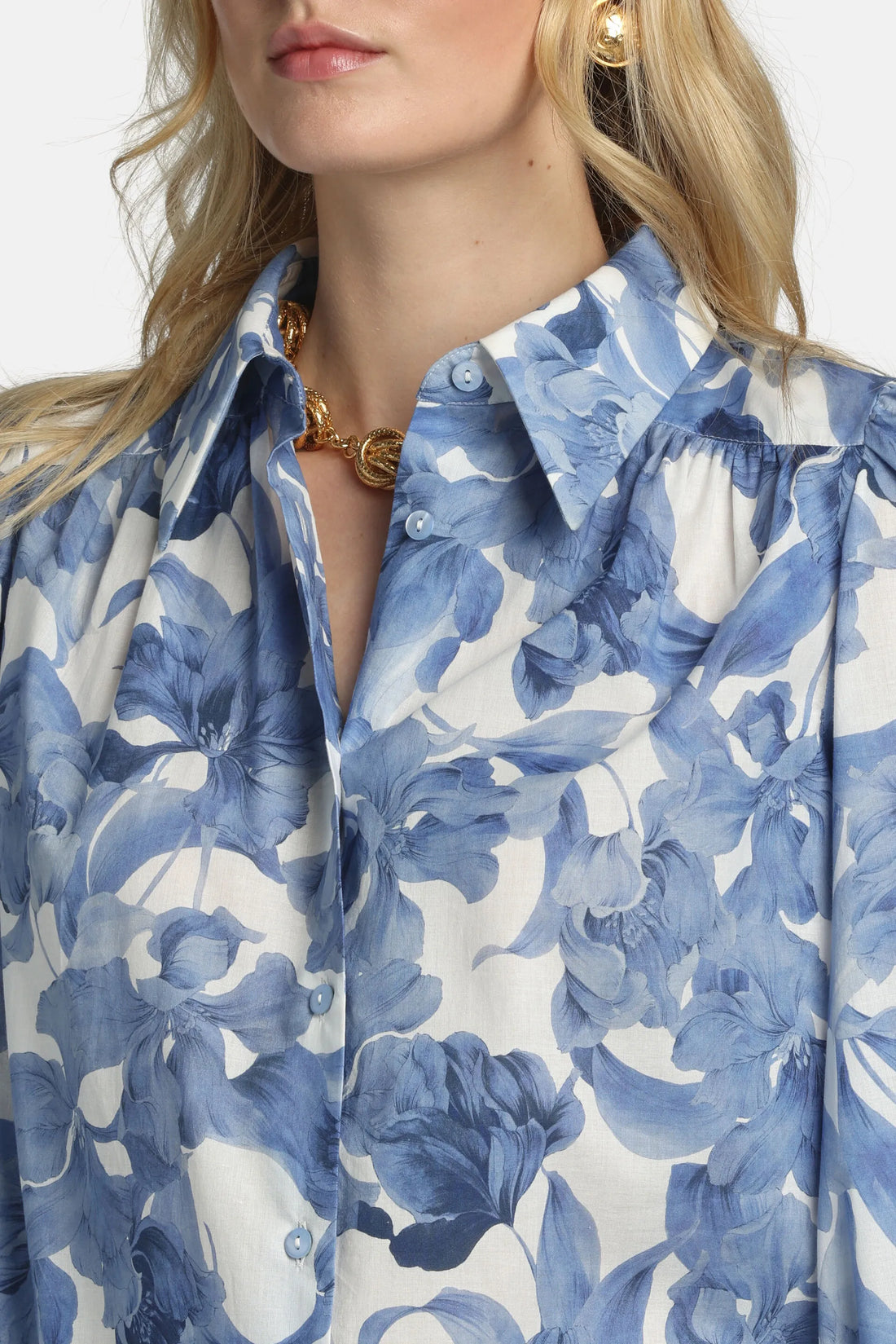 Luisa Spagnoli Var Panna Bluette Women Bollino - Printed Shirt SKU: BOLLINO_4556 Image 04