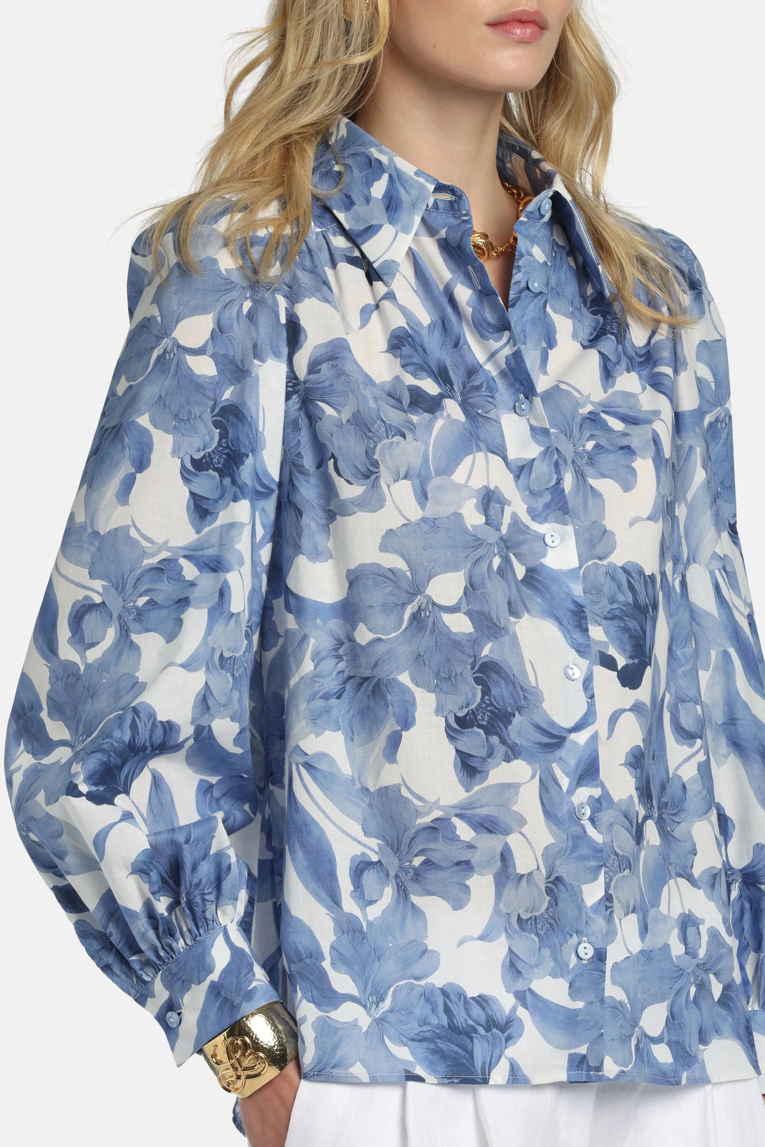 Luisa Spagnoli Var Panna Bluette Women Bollino - Printed Shirt SKU: BOLLINO_4556 Image 05