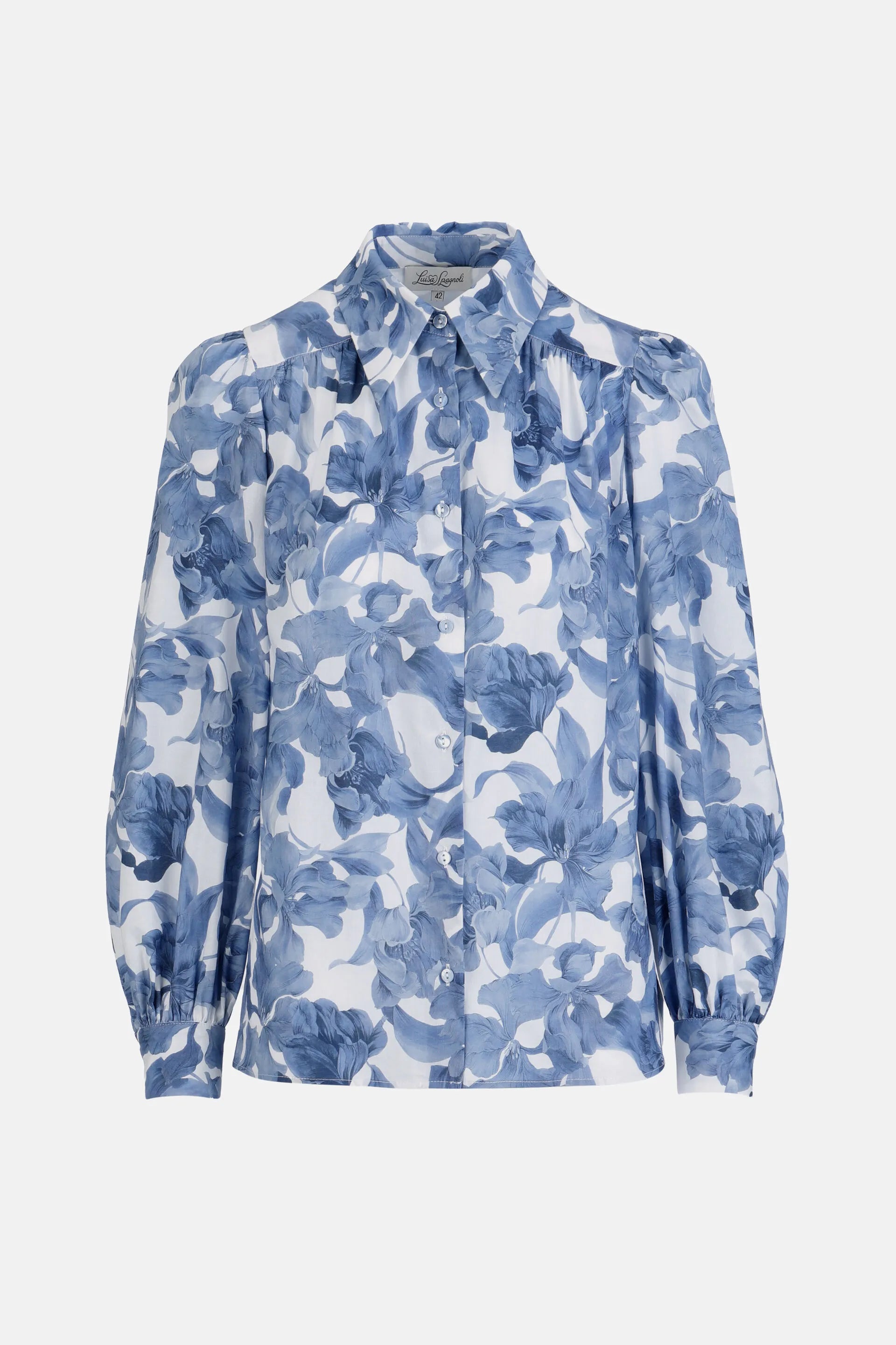 Luisa Spagnoli Var Panna Bluette Women Bollino - Printed Shirt SKU: BOLLINO_4556 Image 07