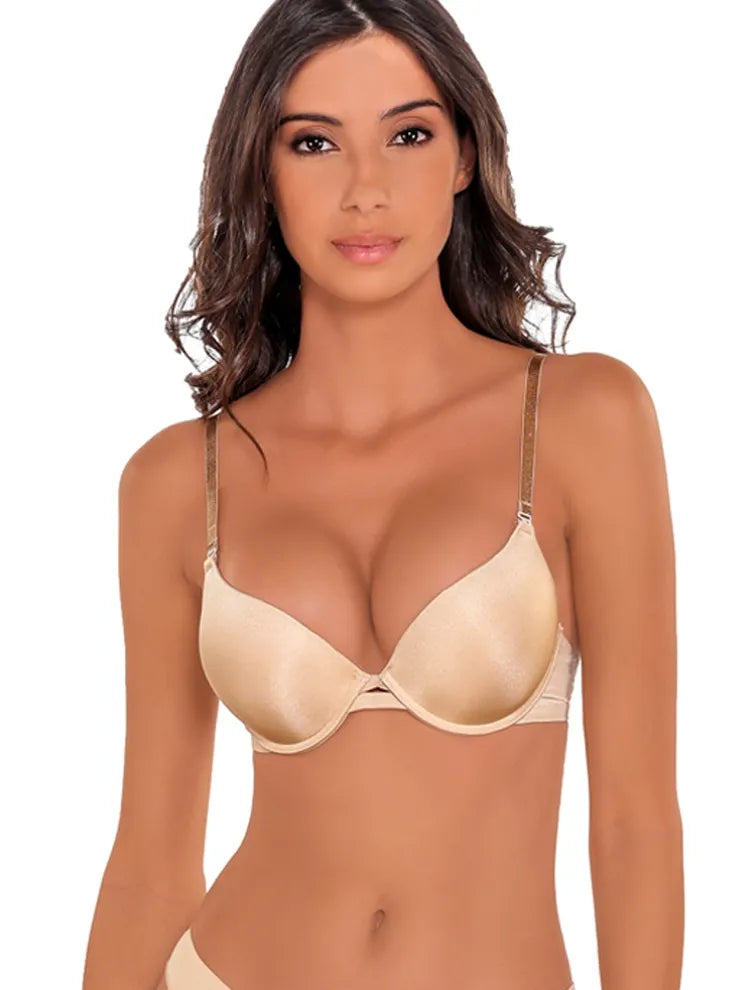 Marie France Beige Women Thina Half Cup Push-Up Bra In Different Cup Sizes SKU: BRTRIPLEPUSHMICRO_Beige Image 01