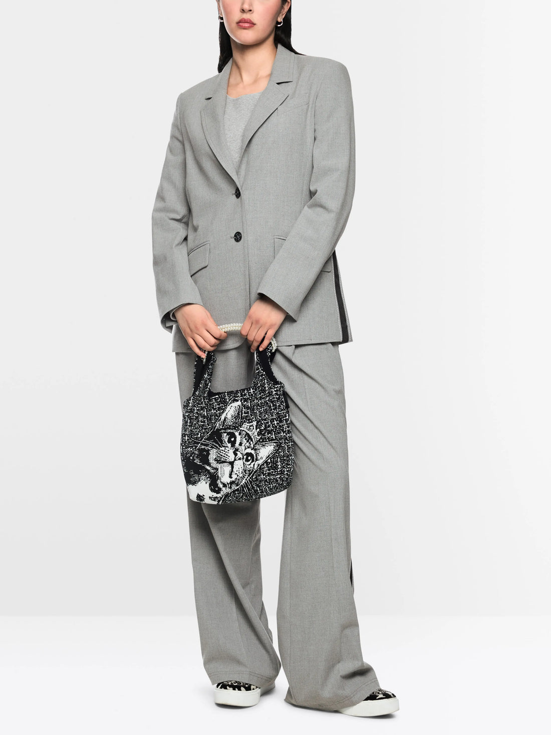 Marc Cain Grey Women Blazer with Patterned Lining SKU: BS 34.12 W33_820 Image 01