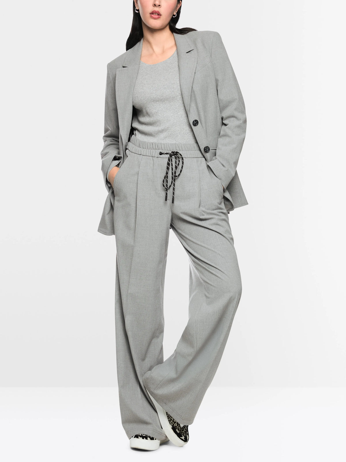 Marc Cain Grey Women Blazer with Patterned Lining SKU: BS 34.12 W33_820 Image 05
