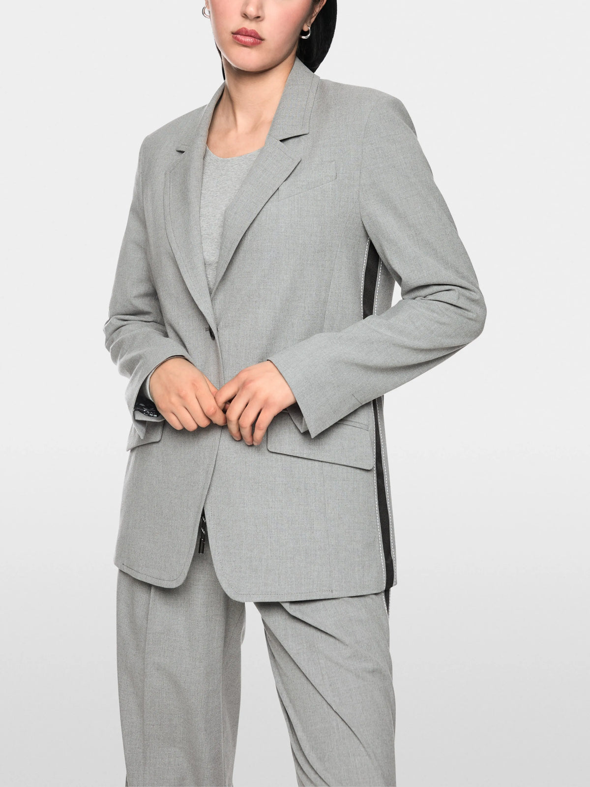Marc Cain Grey Women Blazer with Patterned Lining SKU: BS 34.12 W33_820 Image 06