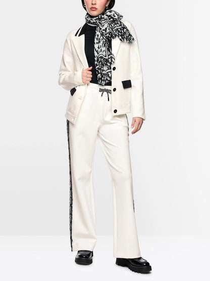 Marc Cain Off-White Women Scuba Jersey Blazer SKU: BS 34.13 J09_110 Image 01