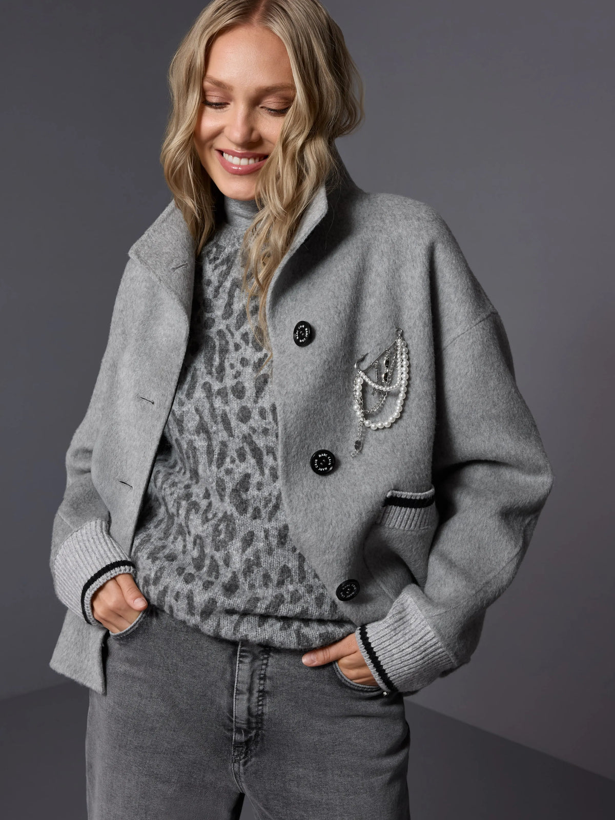 Marc Cain Grey Women ÔKnitted in GermanyÕ Long Jumper SKU: BS 41.30 M24_820 Image 08