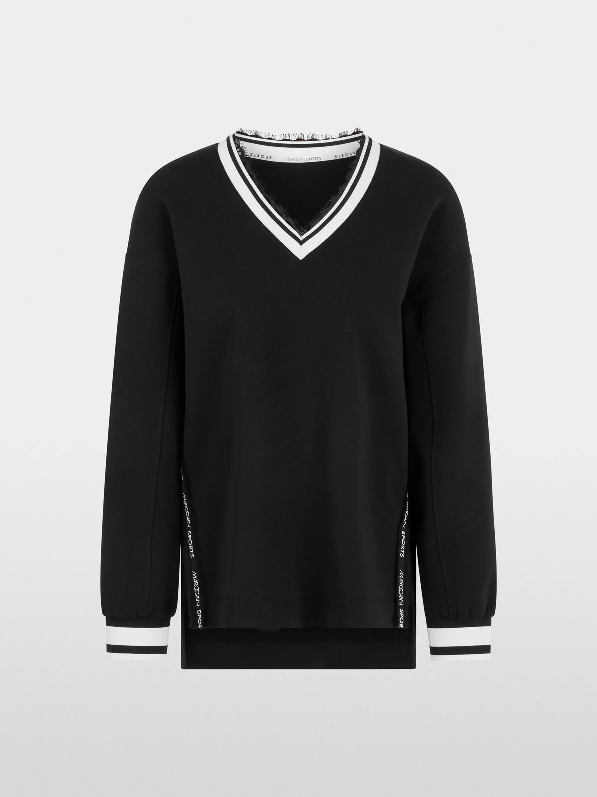 Marc Cain Black New Women Sweatshirt with Delicate Lace Details SKU: BS 44.11 J09_900 Image 06