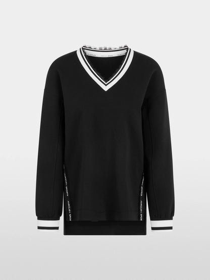 Marc Cain Black New Women Sweatshirt with Delicate Lace Details SKU: BS 44.11 J09_900 Image 06