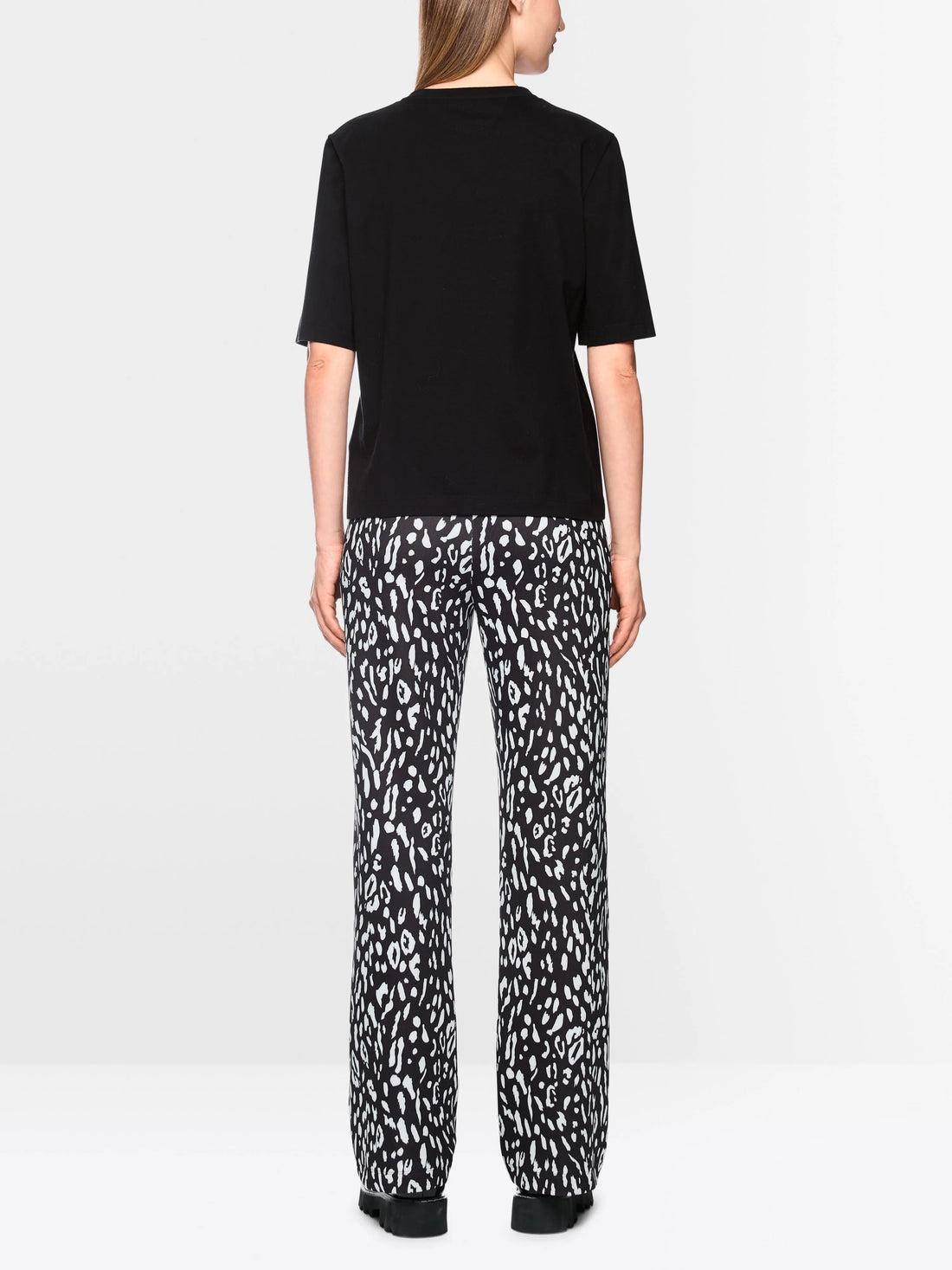 Marc Cain Black New Women Cotton T-Shirt with Print SKU: BS 48.20 J59_900 Image 02