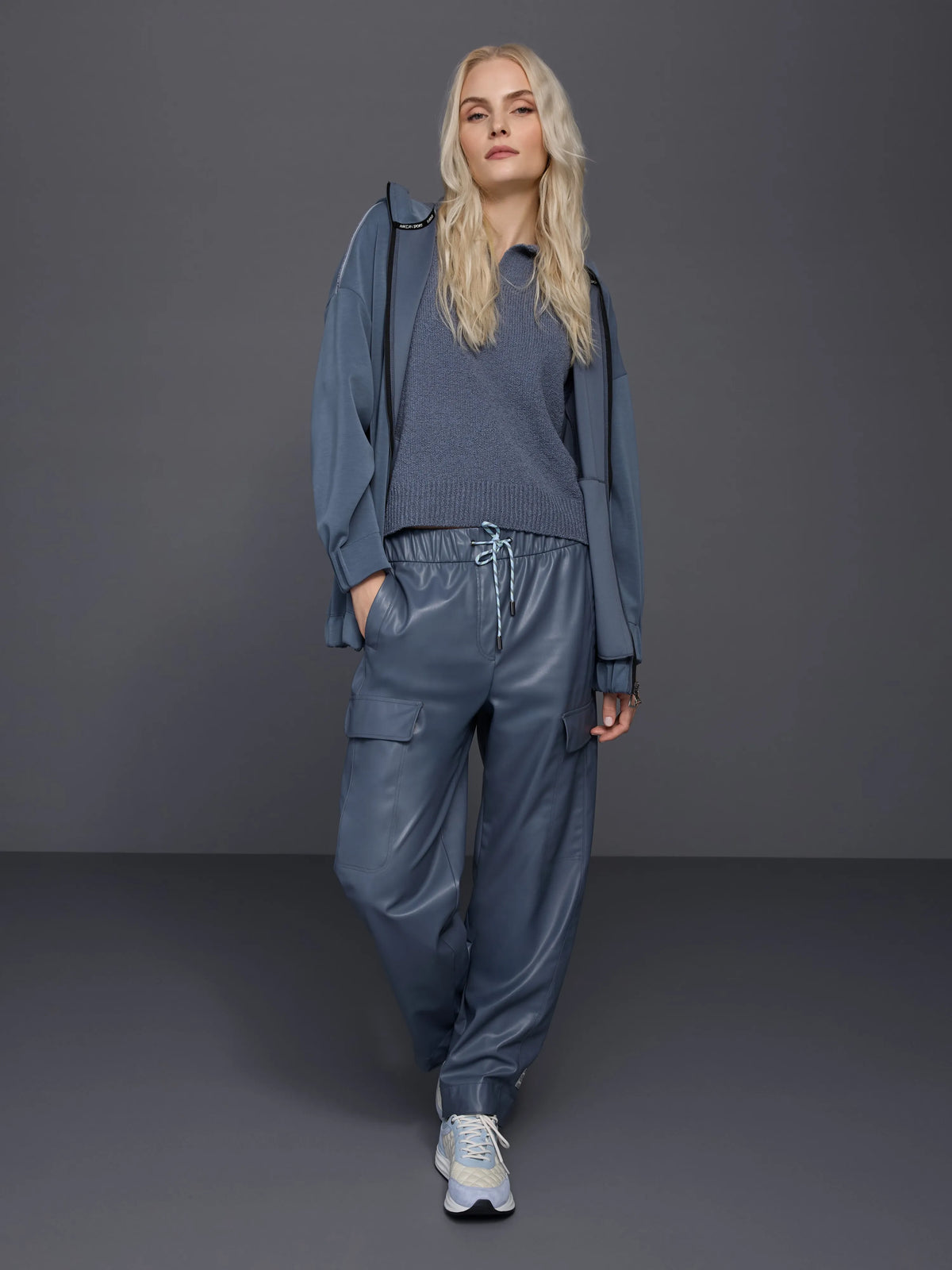 Marc Cain Grisaille Women WUXI Faux Leather Trousers SKU: BS 81.26 J07_380 Image 07