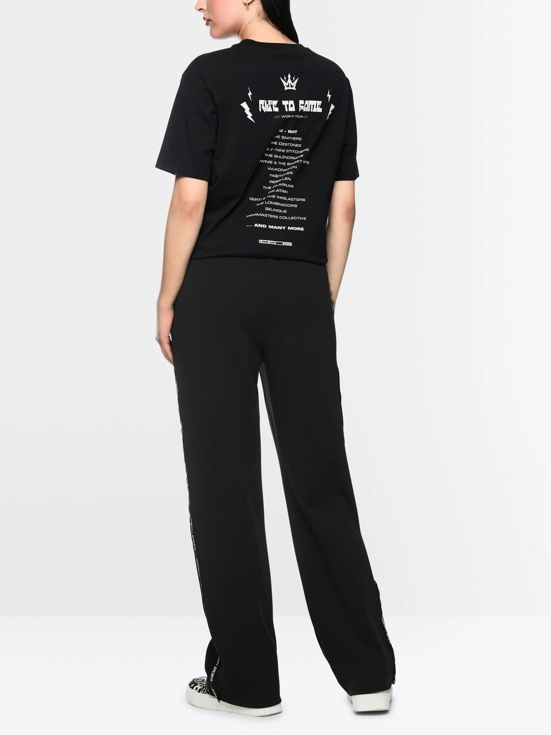 Marc Cain Black New Women WASHINGTON Pull-On Trousers with Lace SKU: BS 81.41 J09_900 Image 02