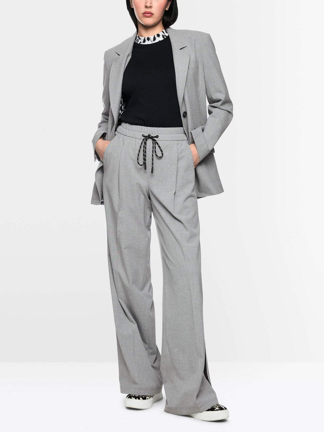 Marc Cain Grey Women WEDI Wide Pull-On Trousers SKU: BS 81.48 W33_820 Image 04