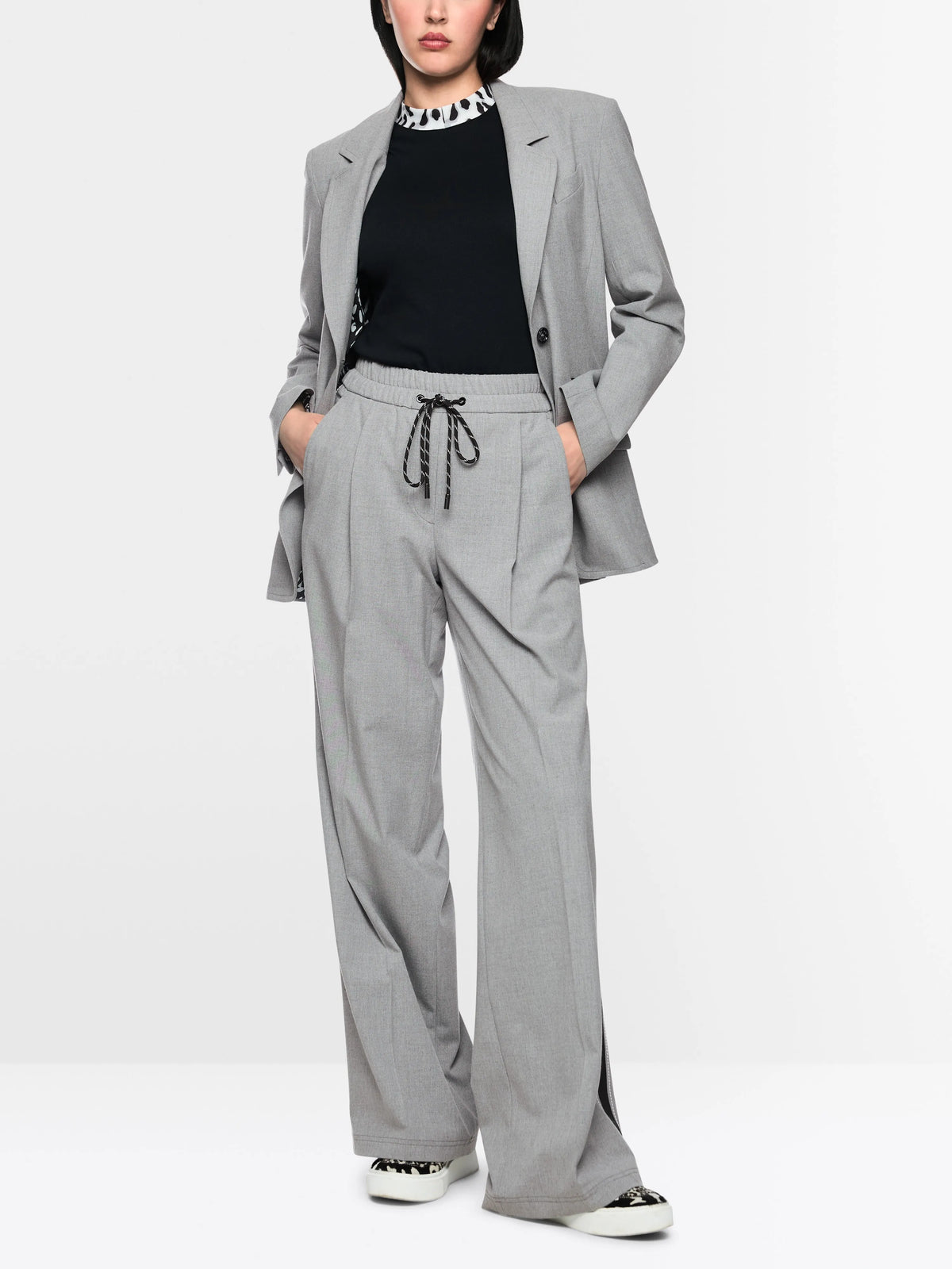 Marc Cain Grey Women WEDI Wide Pull-On Trousers SKU: BS 81.48 W33_820 Image 04