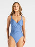 Marie France Dark Blue Women Crossover Wrap Padded One-Piece Swimsuit SKU: BWBARNA_Dark Blue Image 01