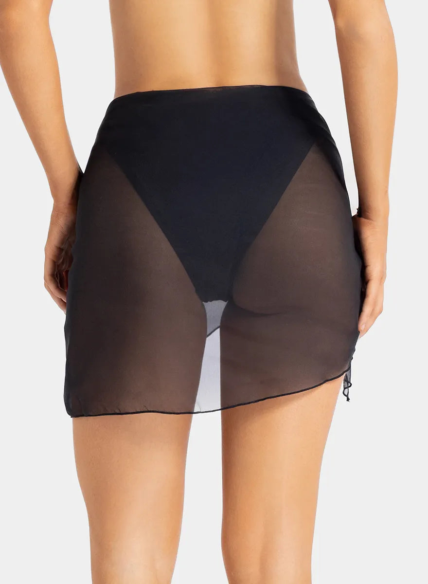 Marie France Black Women Bay Airy Waist-Tie Wrap Skirt SKU: BWBAY_Black Image 02