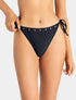 Marie France Black Women Belisse Bronze Stud Mid-Rise Side-Tie Bikini Bottom SKU: BWBELISSEBOTTOM_Black Image 01