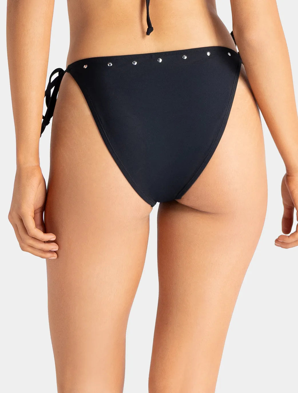 Marie France Black Women Belisse Bronze Stud Mid-Rise Side-Tie Bikini Bottom SKU: BWBELISSEBOTTOM_Black Image 02