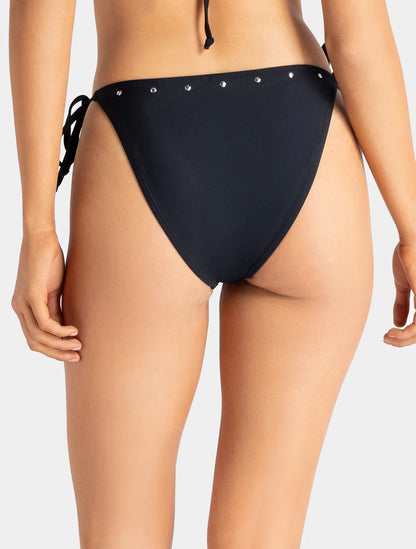 Marie France Black Women Belisse Bronze Stud Mid-Rise Side-Tie Bikini Bottom SKU: BWBELISSEBOTTOM_Black Image 02