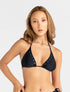 Marie France Black Women Belisse Triangle Bronze Stud Halter Bikini Top SKU: BWBELISSETOP_Black Image 01