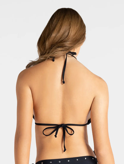 Marie France Black Women Belisse Triangle Bronze Stud Halter Bikini Top SKU: BWBELISSETOP_Black Image 02