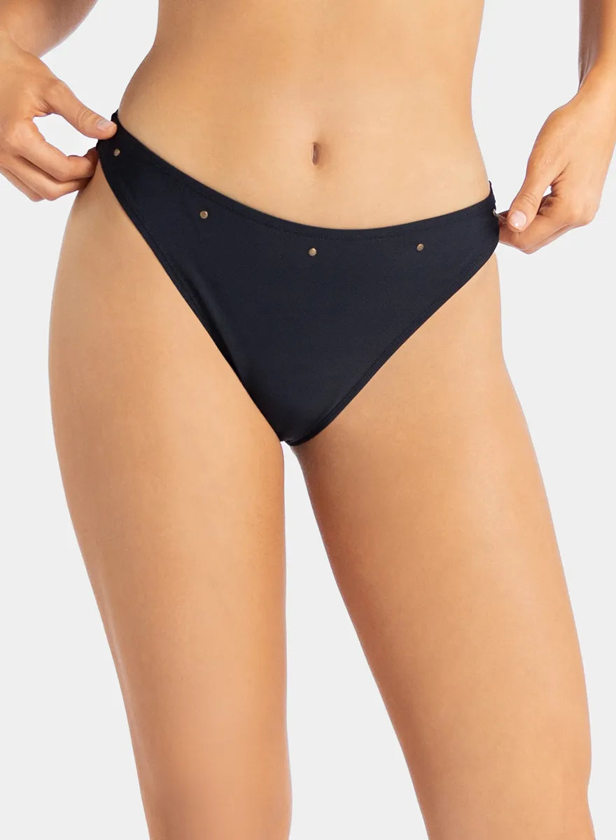 Marie France Black Women Ben Satin Invisible Seam Bikini Bottom SKU: BWBENBOTTOM_Black Image 01