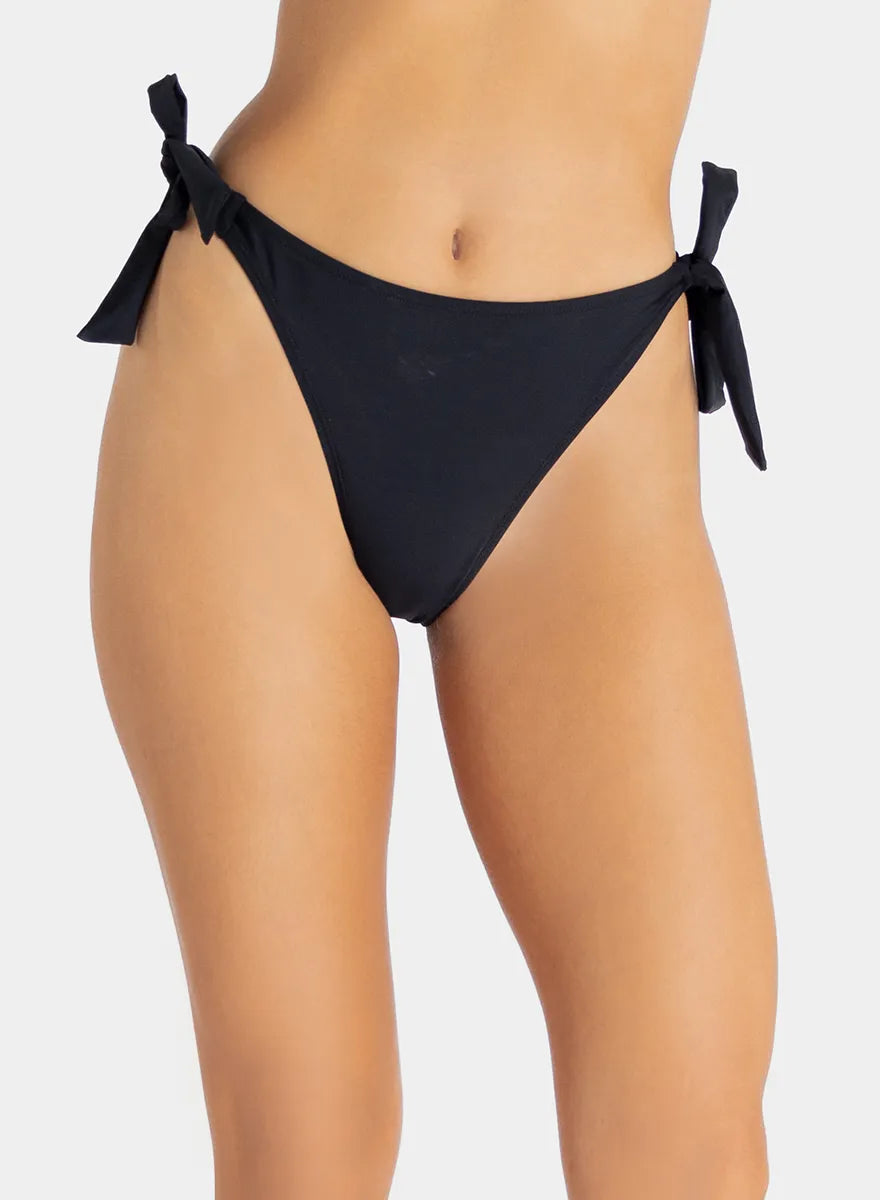 Marie France Black Women Elen Wide Side-Tie Classic Bikini Bottom SKU: BWELENBOTTOM_Black Image 01