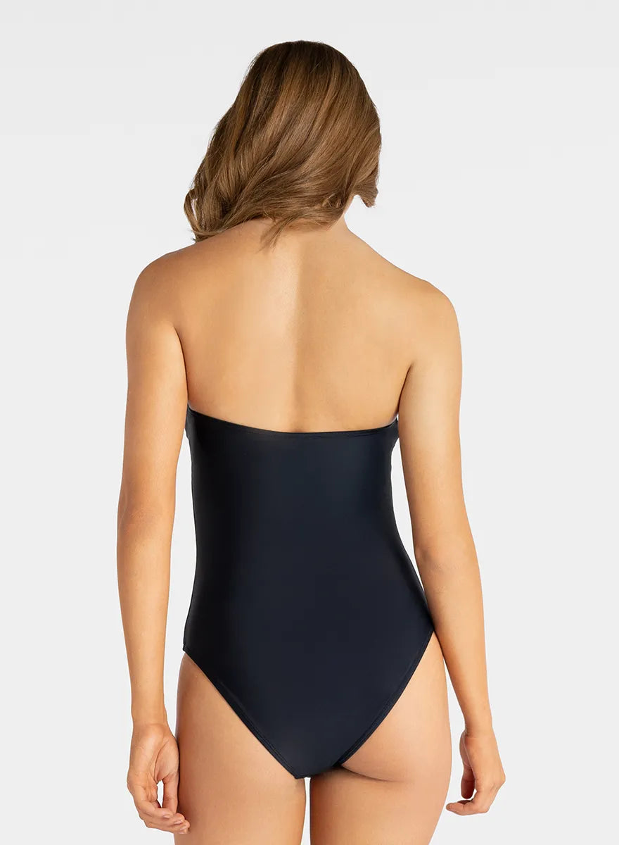 Marie France Black Women Strapless Bandeau Ruched One-Piece Swimsuit SKU: BWFERN_Black Image 02