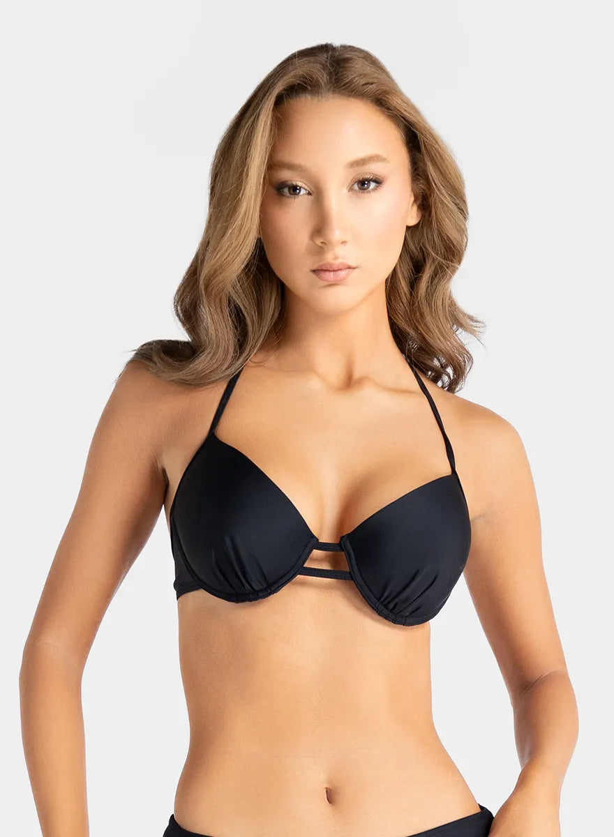 Marie France Black Women Len Underwire Cut-Out Bikini Top SKU: BWLENTOP_Black Image 01