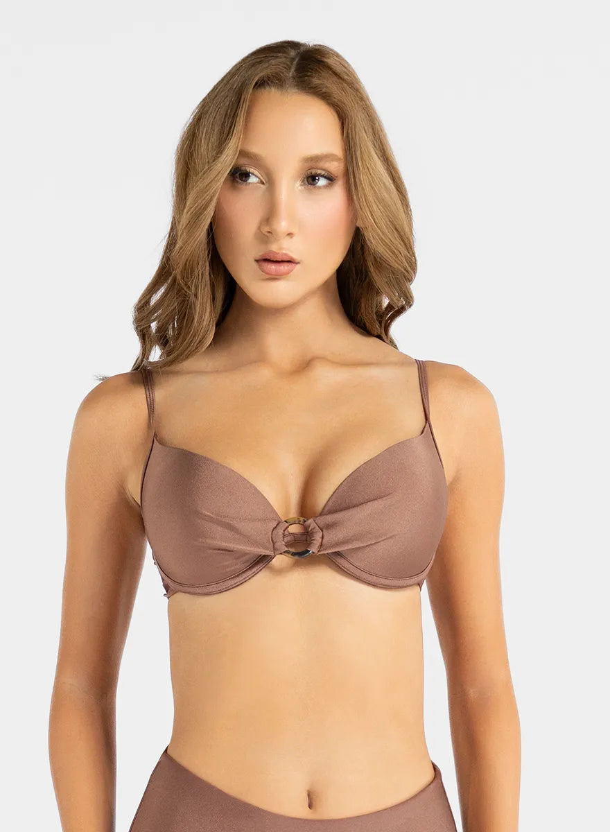 Marie France Bronze Women Romee Molded Underwire Tortoiseshell Bikini Top SKU: BWROMEETOP_Bronze Image 01