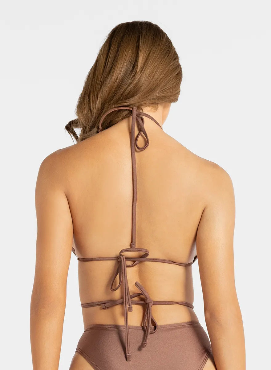 Marie France Bronze Women Tanline Shimmer Triangle Sliding Cup Bikini Top SKU: BWTANLINETOP_Bronze Image 02