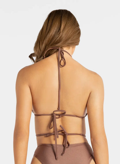 Marie France Bronze Women Tanline Shimmer Triangle Sliding Cup Bikini Top SKU: BWTANLINETOP_Bronze Image 02