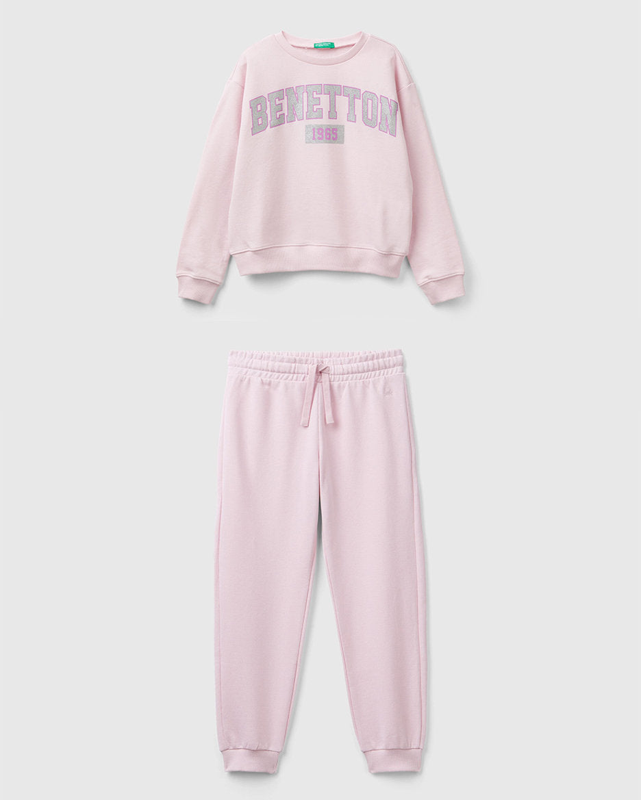 100% Cotton Sweatshirt With Glittery Logo Tracksuit_C10L8-CF02HS_0G0_01