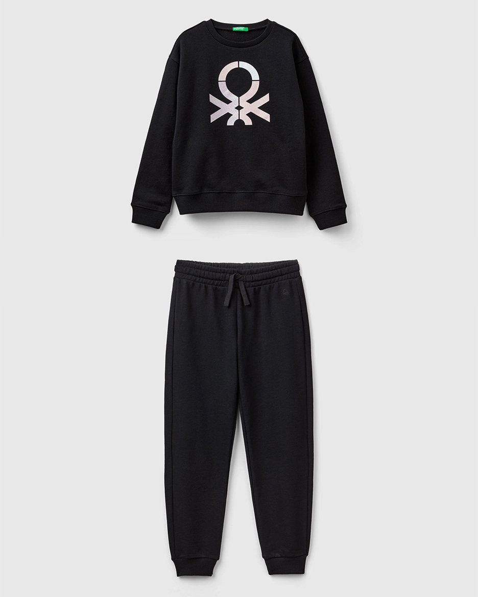 100% Cotton Sweatshirt With Glittery Logo Tracksuit_C10L8-CF02HS_100_01