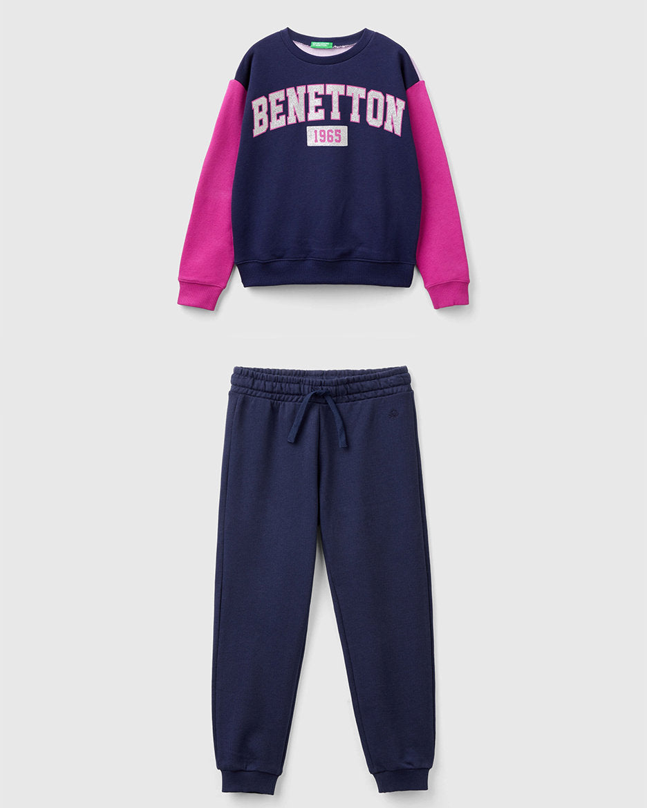 100% Cotton Sweatshirt With Glittery Logo Tracksuit_C10L8-CF02HS_903_01