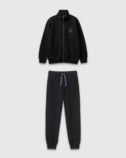 Benetton_Black_Pure Cotton Tracksuit with Zipper_C501B-CF058S_100_01