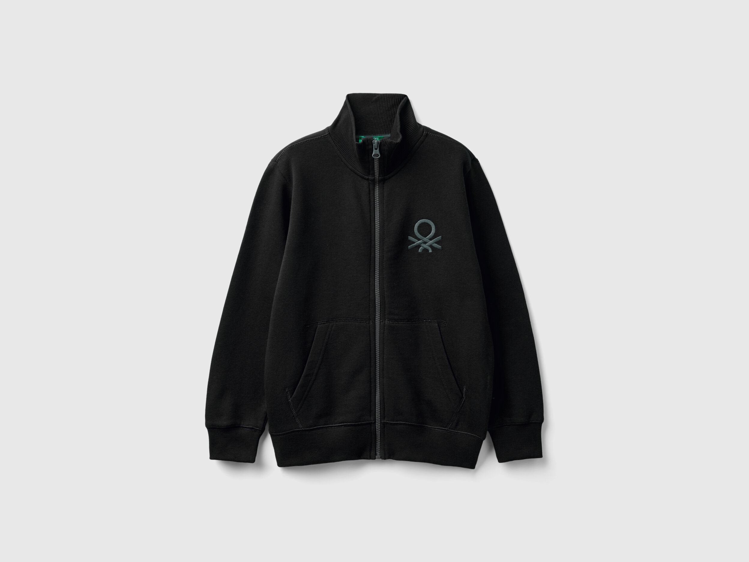 Benetton_Black_Pure Cotton Tracksuit with Zipper_C501B-CF058S_100_02